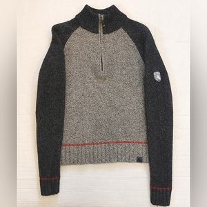 Vintage LL Bean Men’s Small 100% Lambswool Chunky Knit Sweater Color Block Gray